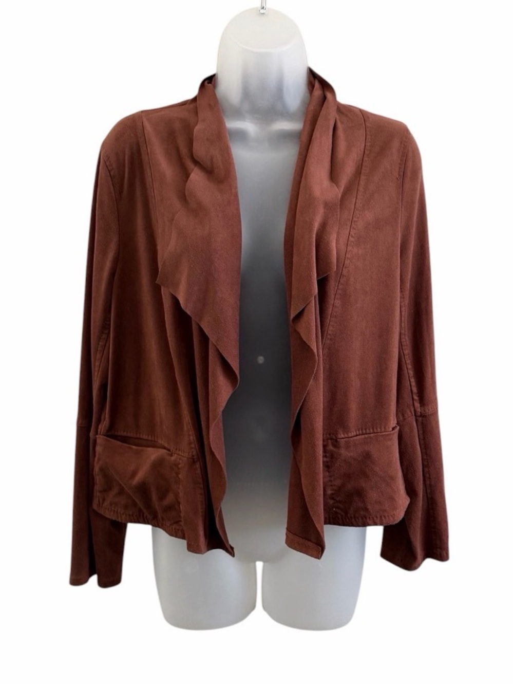 Max Studio Rust Open-Front Draped Cardigan - Picture 2 of 8